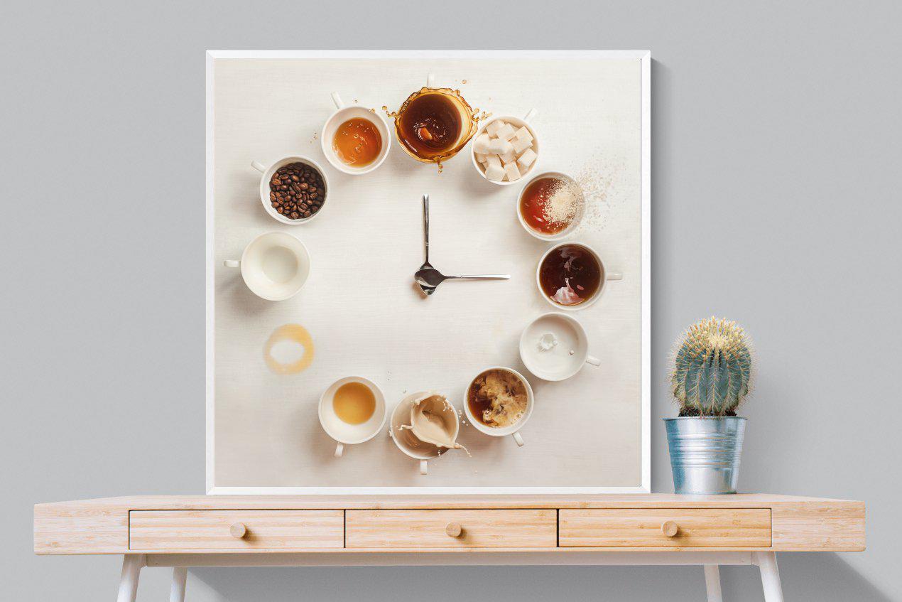 Coffee O'Clock-Wall_Art-100 x 100cm-Mounted Canvas-White-Pixalot