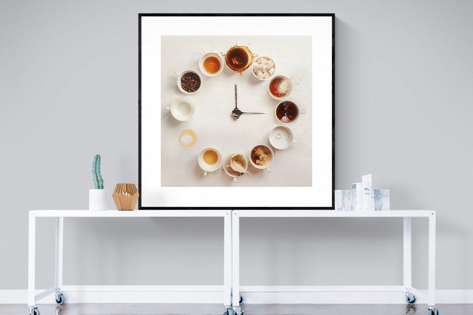 Coffee O'Clock-Wall_Art-120 x 120cm-Framed Print-Black-Pixalot