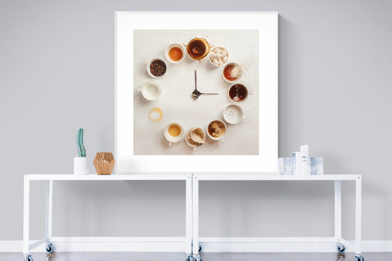 Coffee O'Clock-Wall_Art-120 x 120cm-Framed Print-White-Pixalot