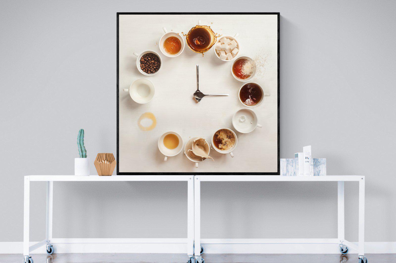 Coffee O'Clock-Wall_Art-120 x 120cm-Mounted Canvas-Black-Pixalot