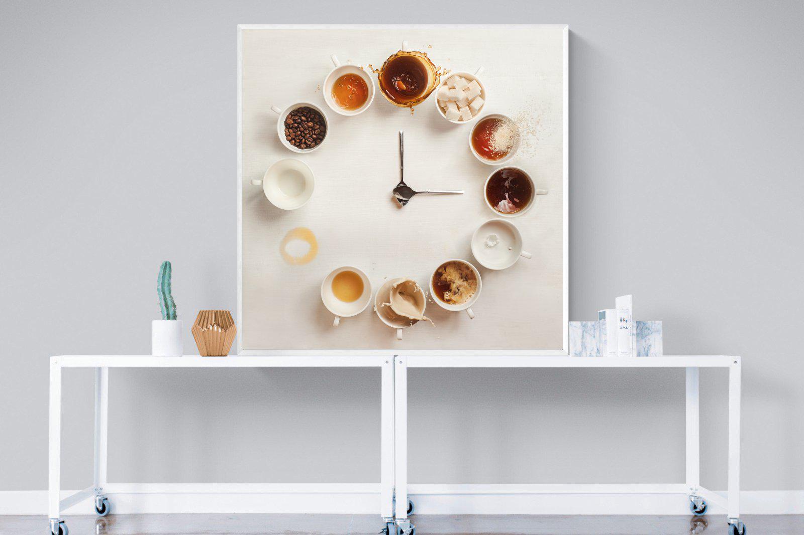 Coffee O'Clock-Wall_Art-120 x 120cm-Mounted Canvas-White-Pixalot