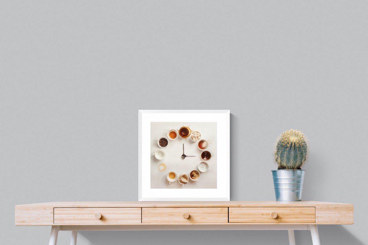 Coffee O'Clock-Wall_Art-50 x 50cm-Framed Print-White-Pixalot
