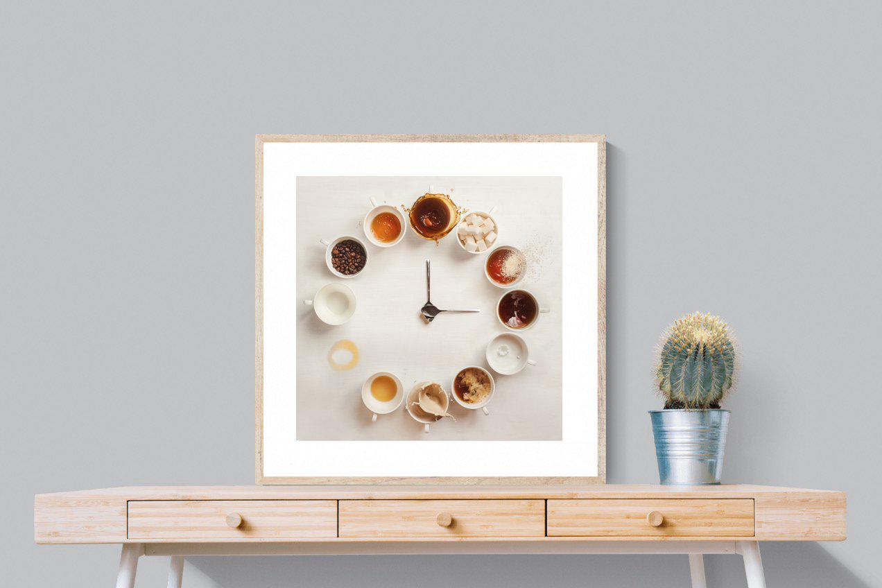 Coffee O'Clock-Wall_Art-80 x 80cm-Framed Print-Wood-Pixalot