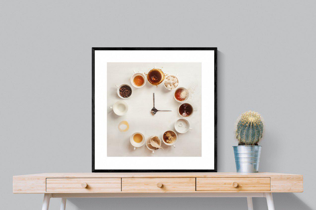 Coffee O'Clock-Wall_Art-80 x 80cm-Framed Print-Black-Pixalot