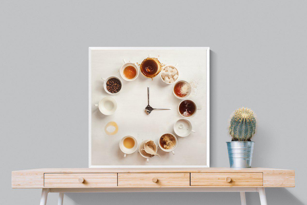 Coffee O'Clock-Wall_Art-80 x 80cm-Mounted Canvas-White-Pixalot