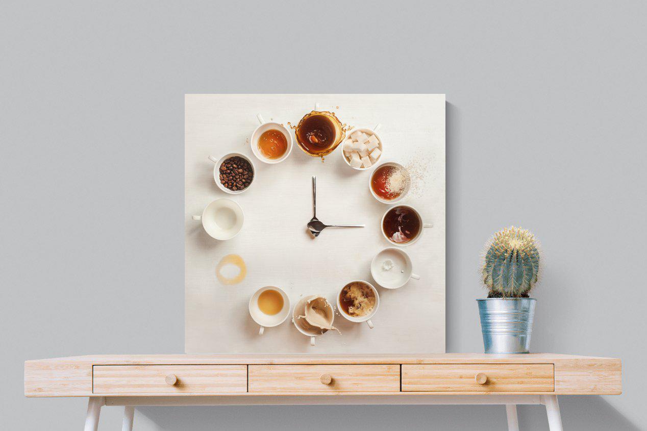Coffee O'Clock-Wall_Art-80 x 80cm-Mounted Canvas-No Frame-Pixalot