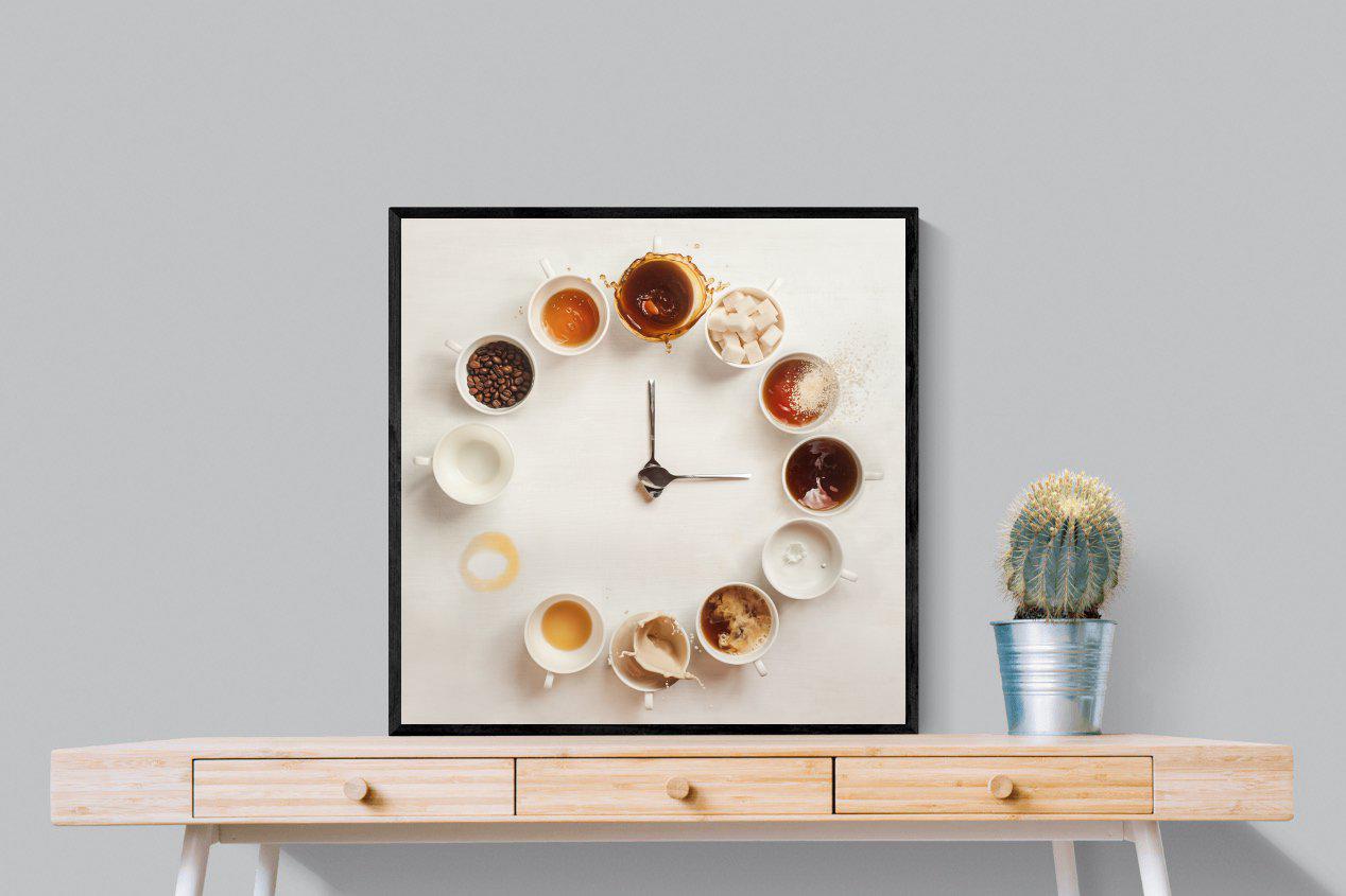 Coffee O'Clock-Wall_Art-80 x 80cm-Mounted Canvas-Black-Pixalot