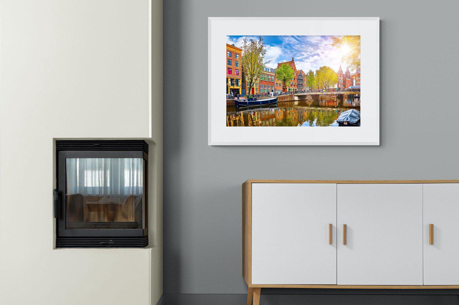 Colours of Amsterdam-Wall_Art-100 x 75cm-Framed Print-White-Pixalot