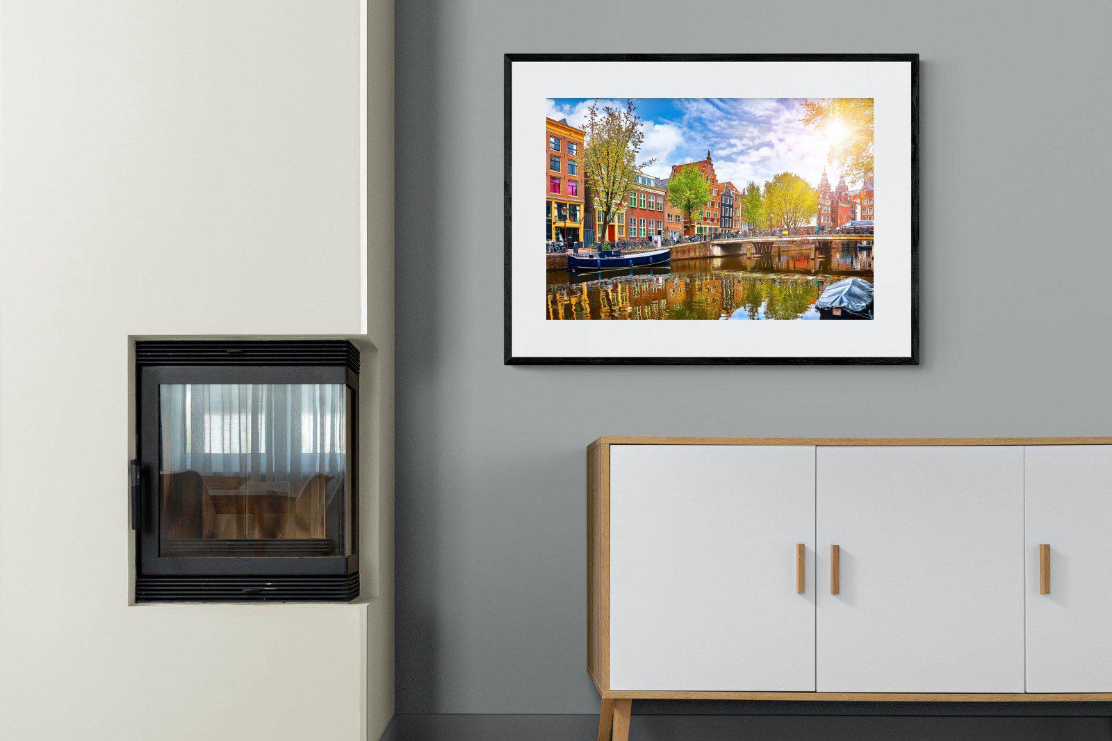 Colours of Amsterdam-Wall_Art-100 x 75cm-Framed Print-Black-Pixalot