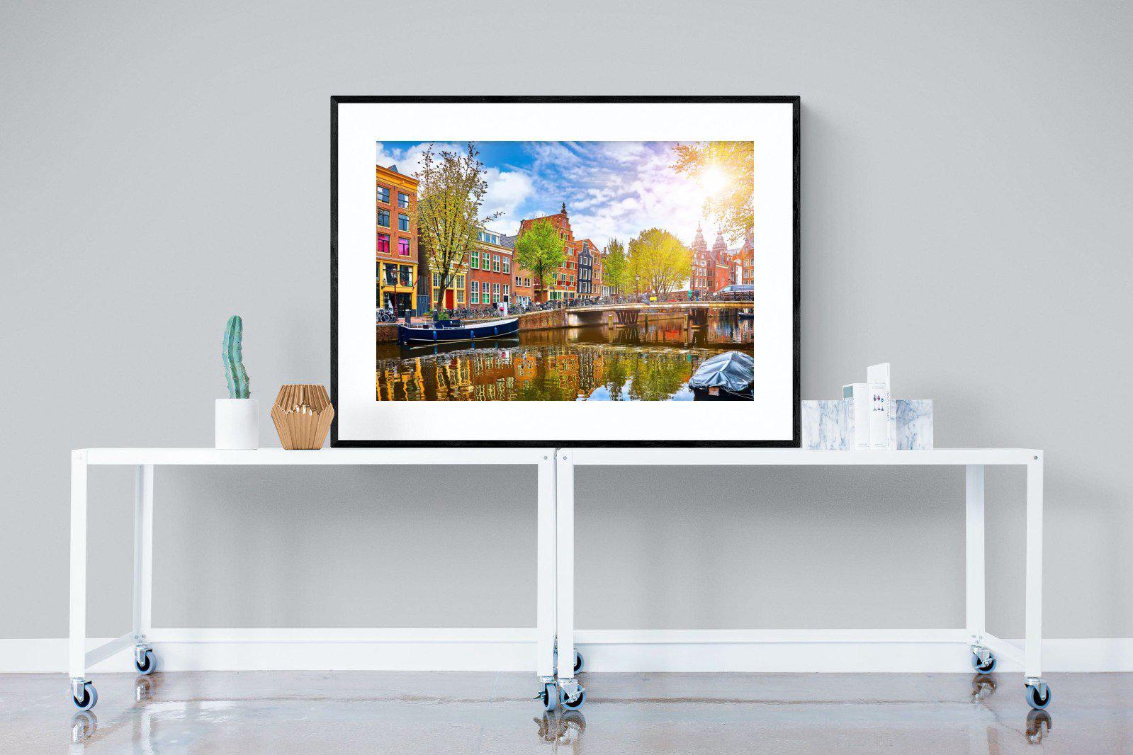 Colours of Amsterdam-Wall_Art-120 x 90cm-Framed Print-Black-Pixalot