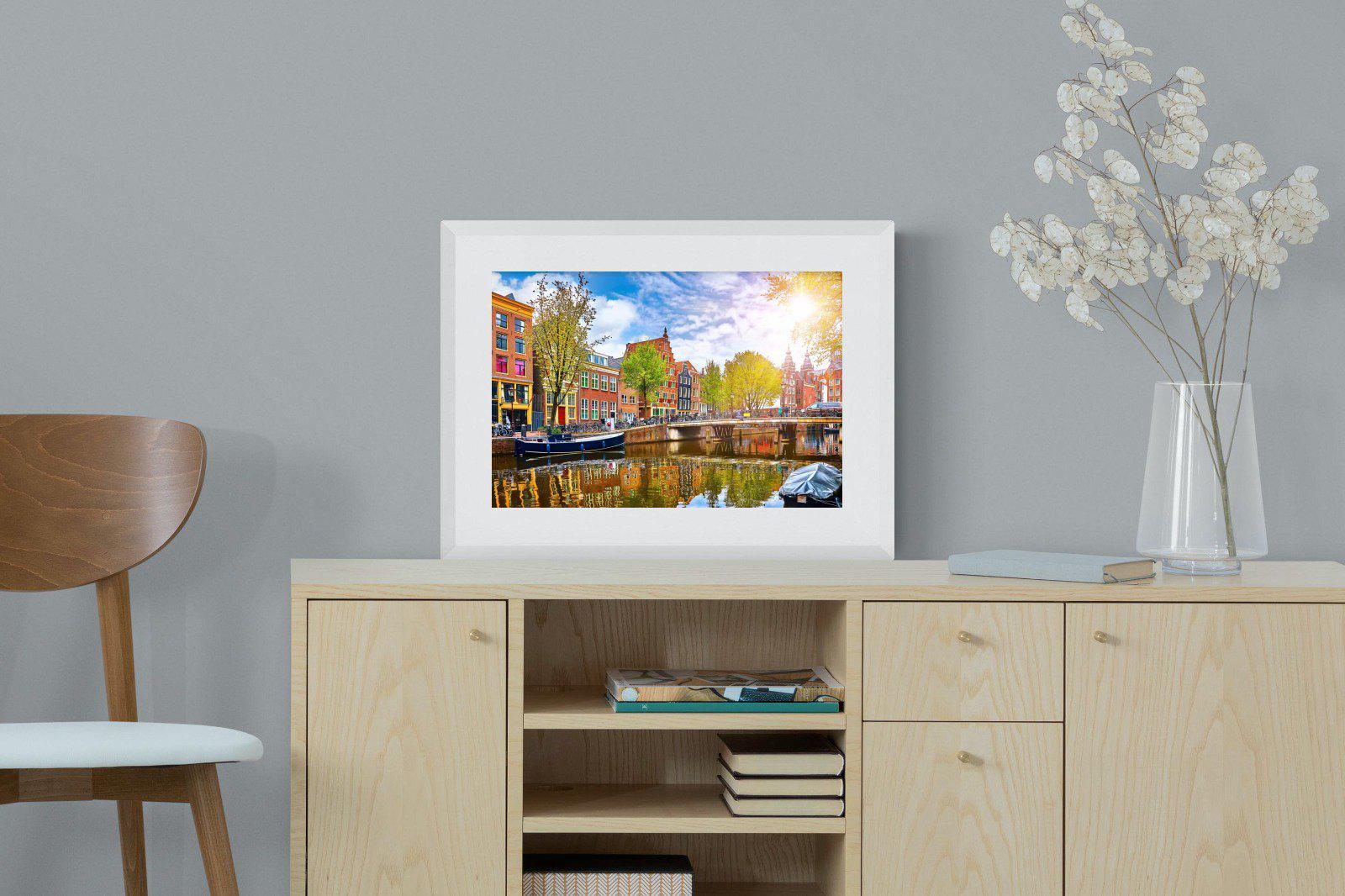 Colours of Amsterdam-Wall_Art-60 x 45cm-Framed Print-White-Pixalot