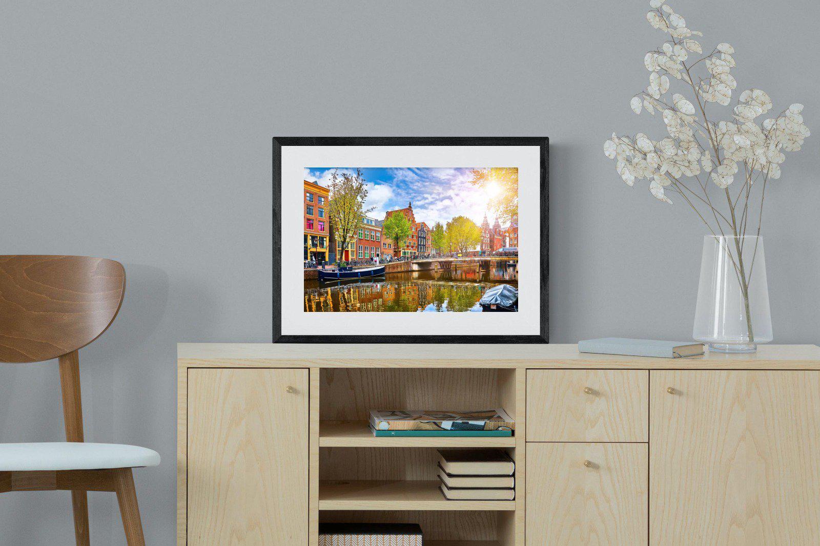 Colours of Amsterdam-Wall_Art-60 x 45cm-Framed Print-Black-Pixalot