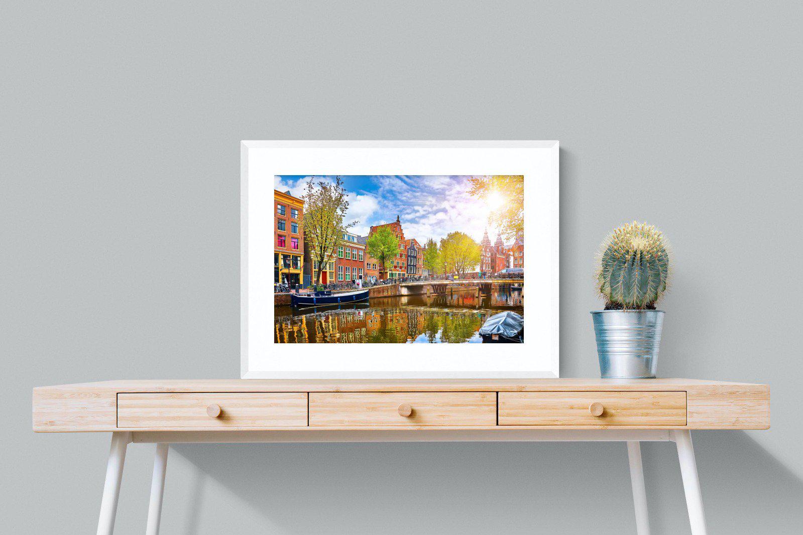 Colours of Amsterdam-Wall_Art-80 x 60cm-Framed Print-White-Pixalot