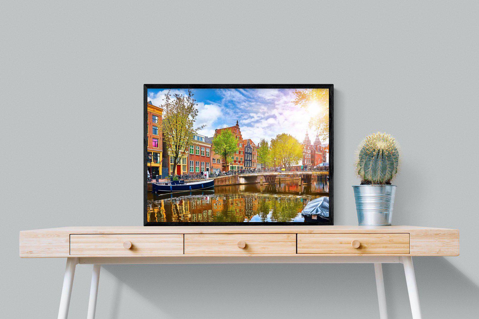 Colours of Amsterdam-Wall_Art-80 x 60cm-Mounted Canvas-Black-Pixalot