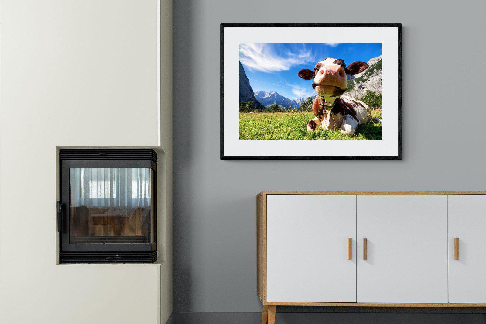 Cow-Wall_Art-100 x 75cm-Framed Print-Black-Pixalot