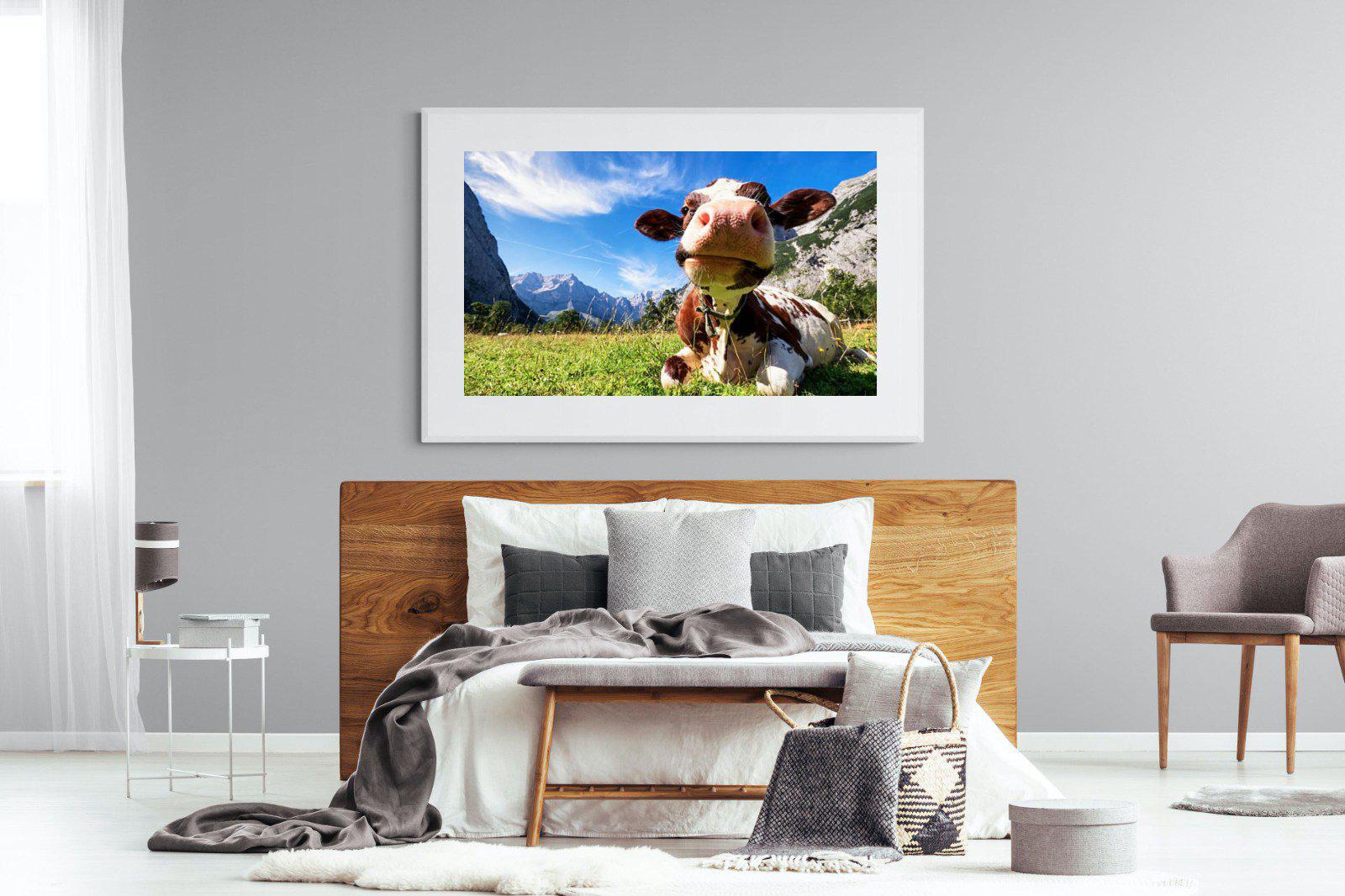 Cow-Wall_Art-150 x 100cm-Framed Print-White-Pixalot