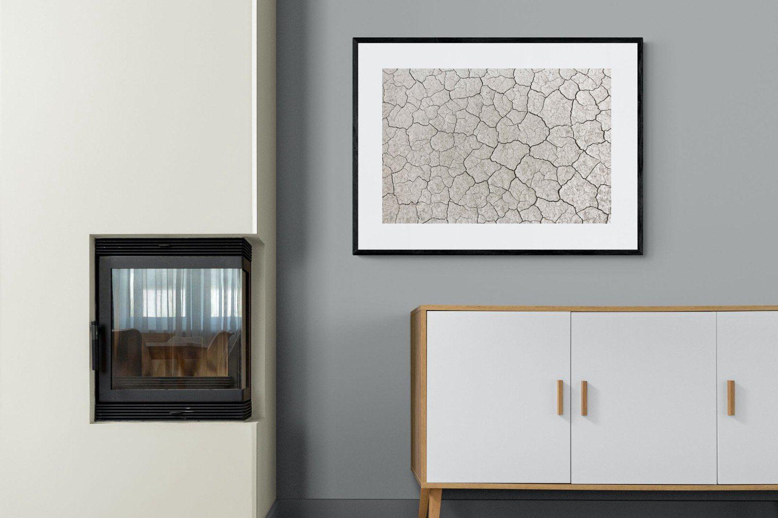 Cracked Clay-Wall_Art-100 x 75cm-Framed Print-Black-Pixalot