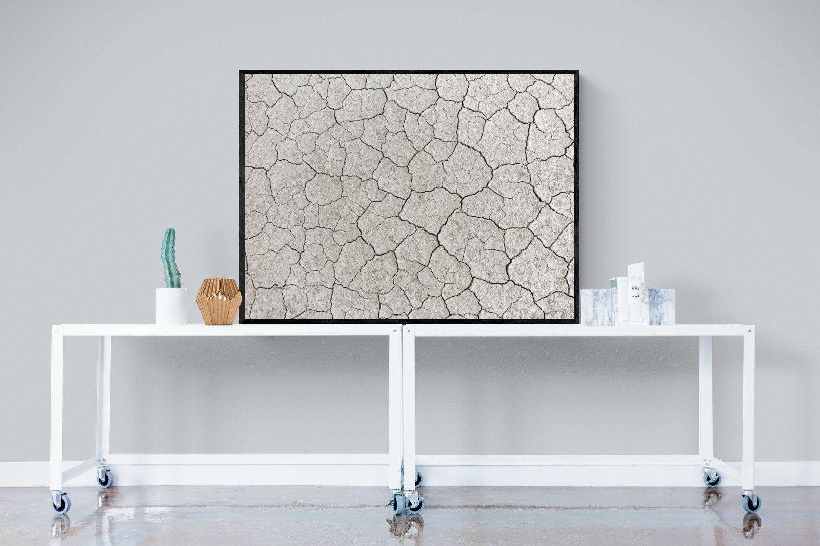 Cracked Clay-Wall_Art-120 x 90cm-Mounted Canvas-Black-Pixalot