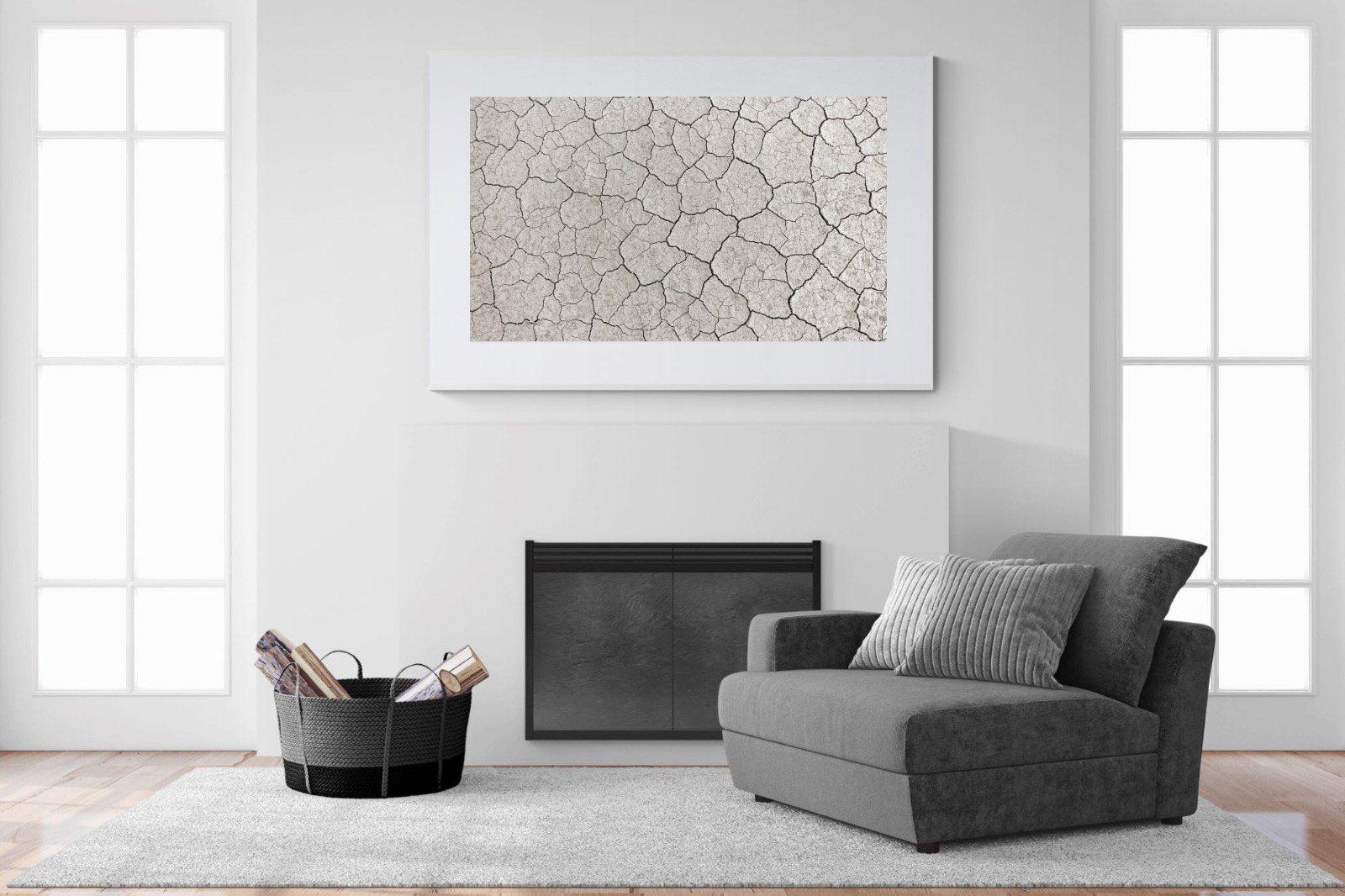 Cracked Clay-Wall_Art-150 x 100cm-Framed Print-White-Pixalot