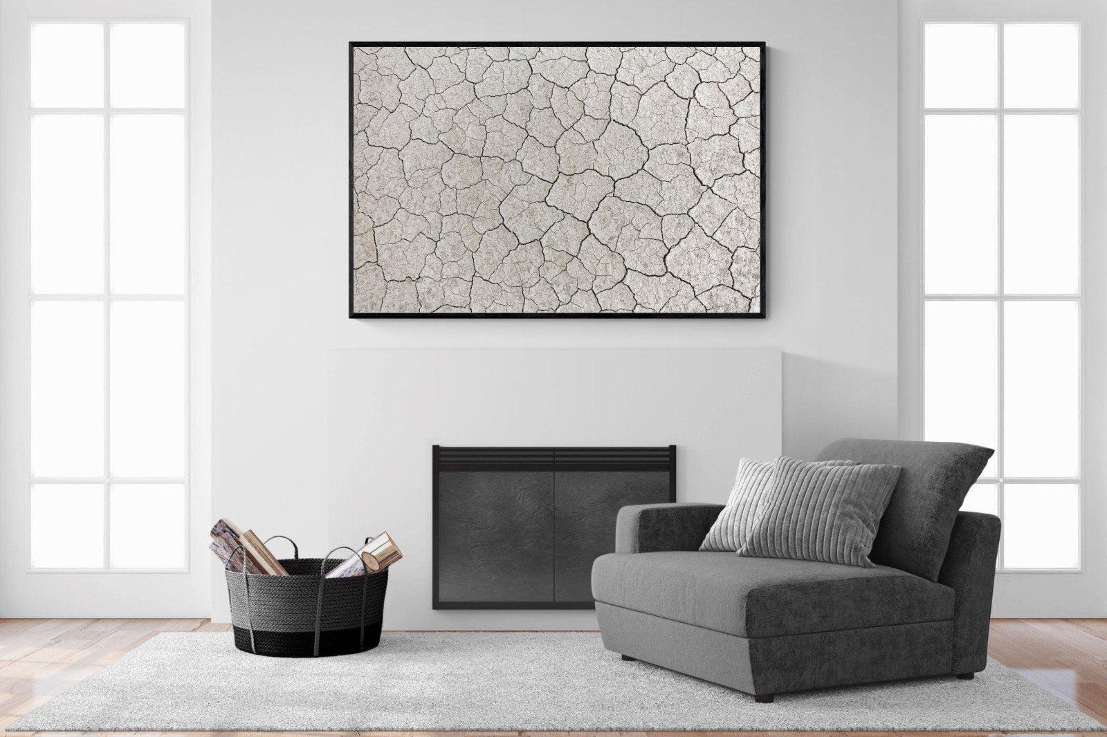 Cracked Clay-Wall_Art-150 x 100cm-Mounted Canvas-Black-Pixalot