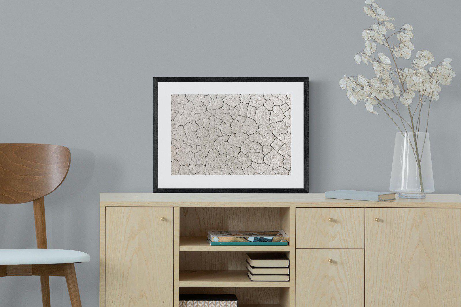 Cracked Clay-Wall_Art-60 x 45cm-Framed Print-Black-Pixalot