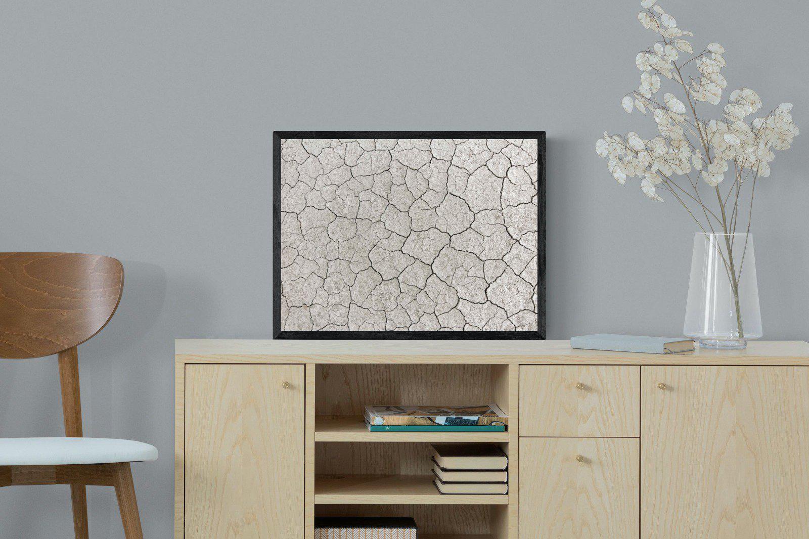 Cracked Clay-Wall_Art-60 x 45cm-Mounted Canvas-Black-Pixalot