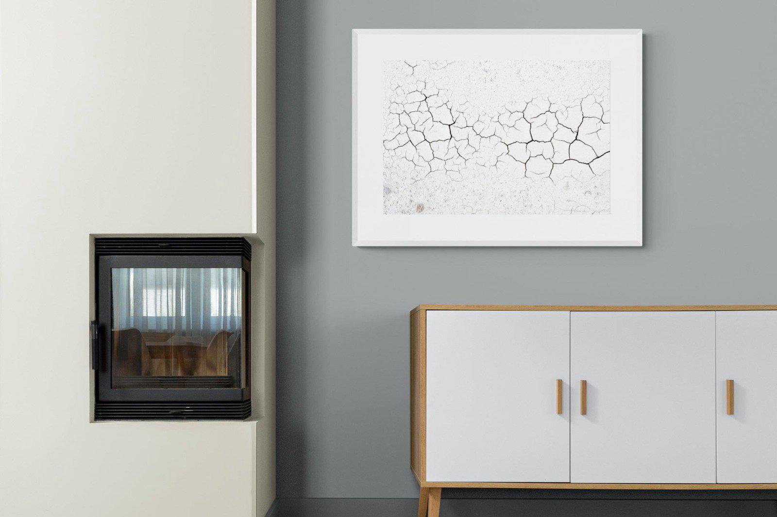 Cracked Earth-Wall_Art-100 x 75cm-Framed Print-White-Pixalot