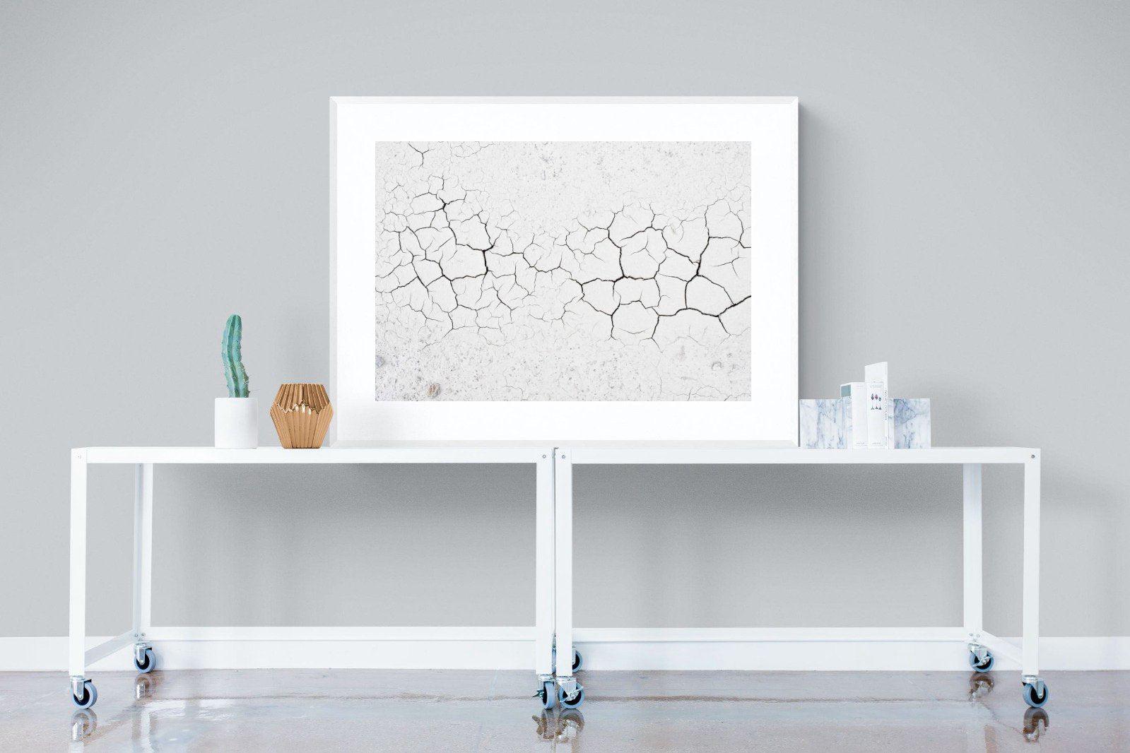Cracked Earth-Wall_Art-120 x 90cm-Framed Print-White-Pixalot