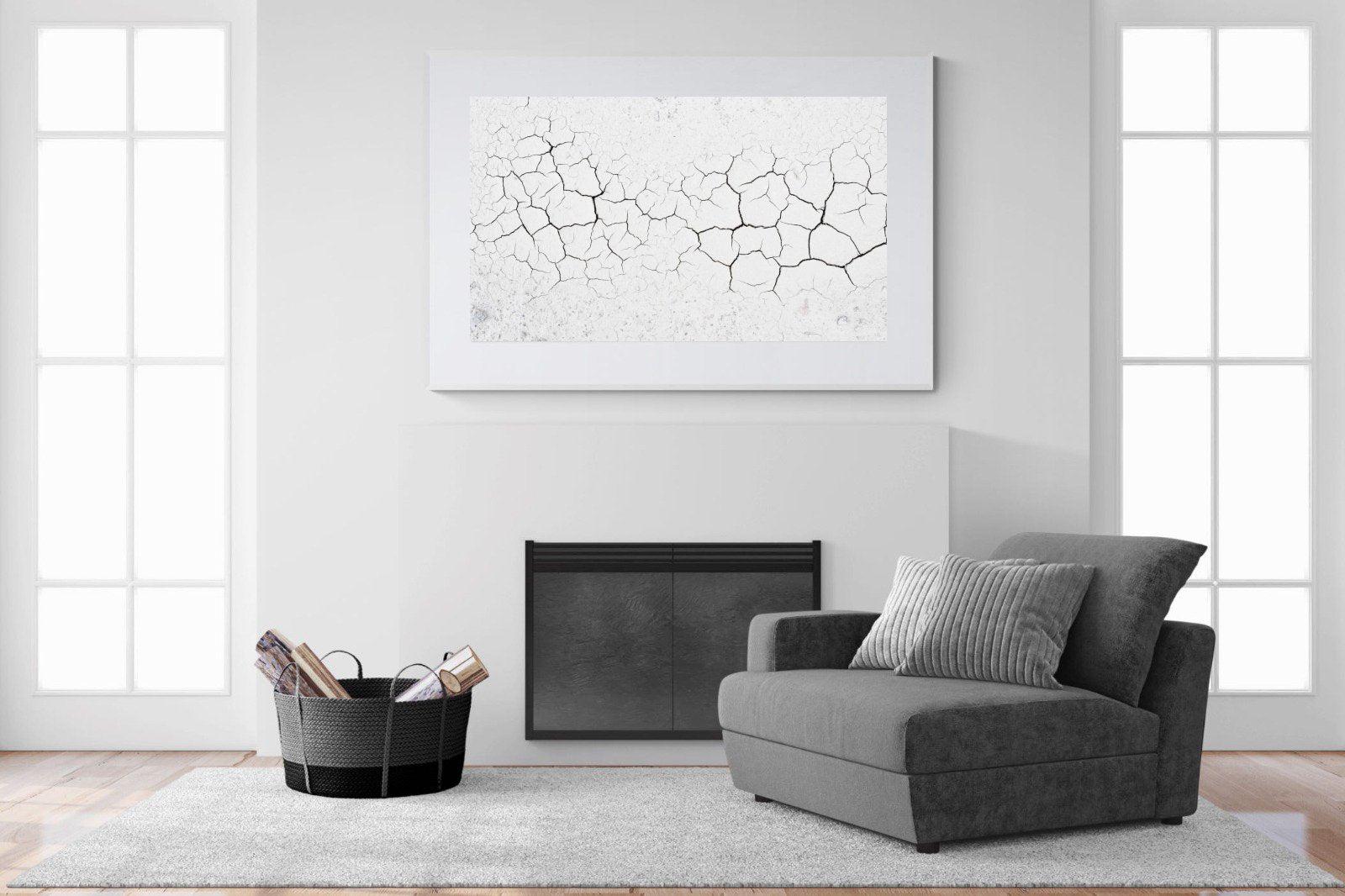 Cracked Earth-Wall_Art-150 x 100cm-Framed Print-White-Pixalot
