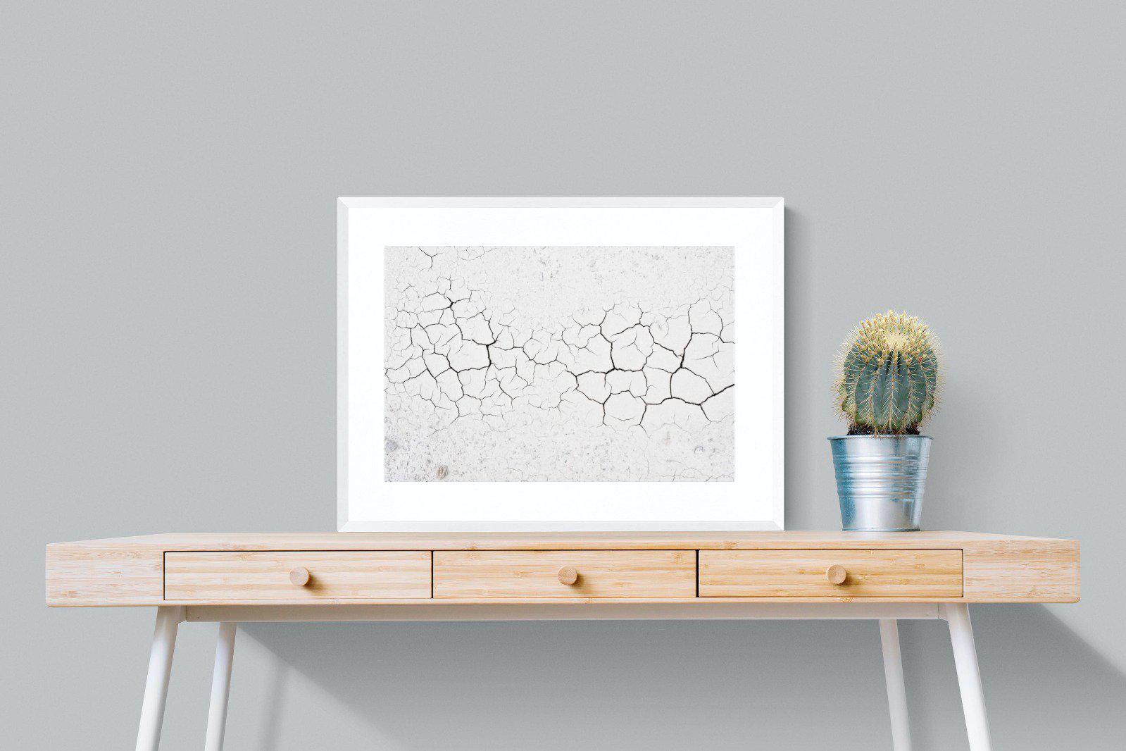 Cracked Earth-Wall_Art-80 x 60cm-Framed Print-White-Pixalot
