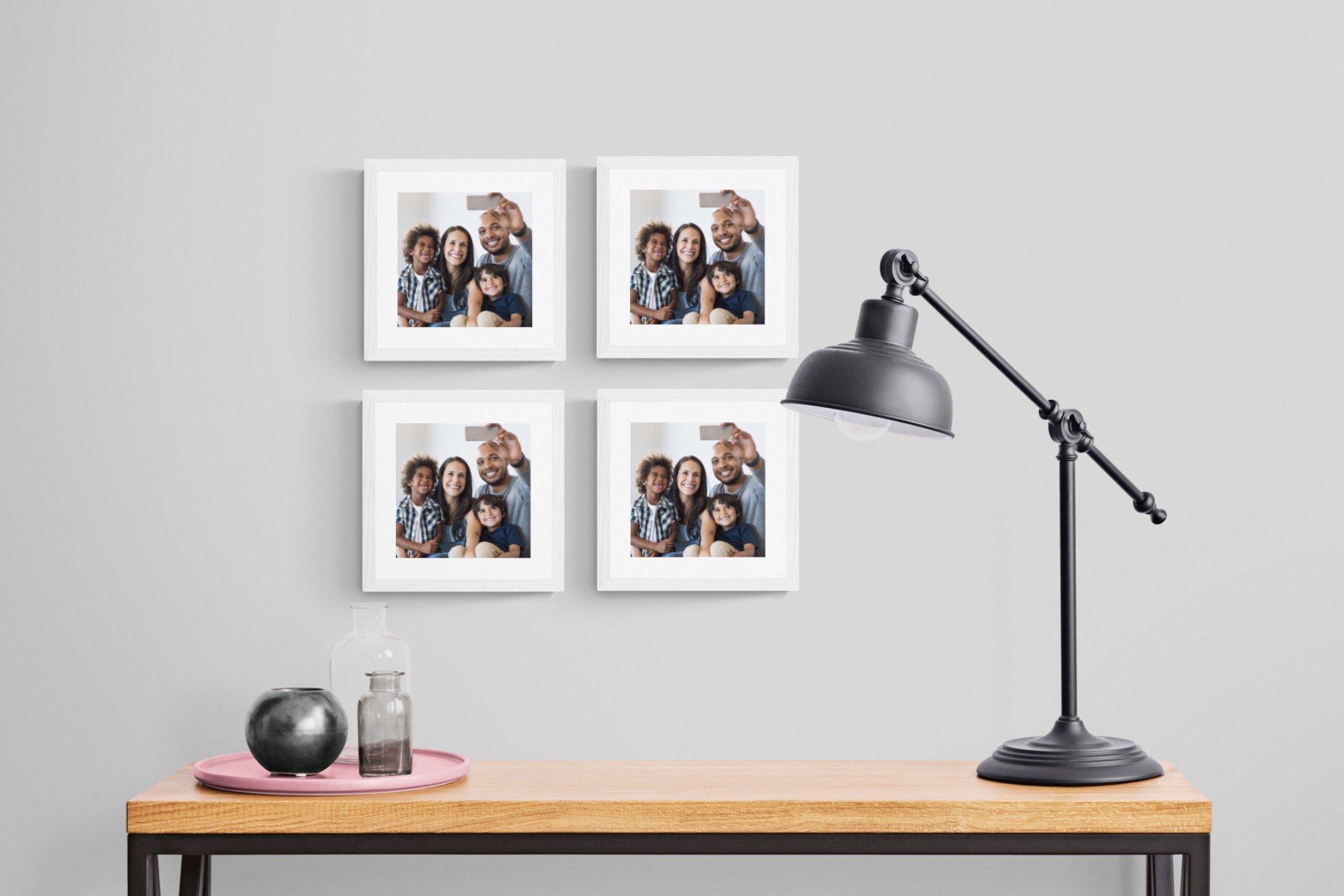 Create Your Own Squares Set-Wall_Art-30 x 30cm (x4)-Framed Print-White-Pixalot