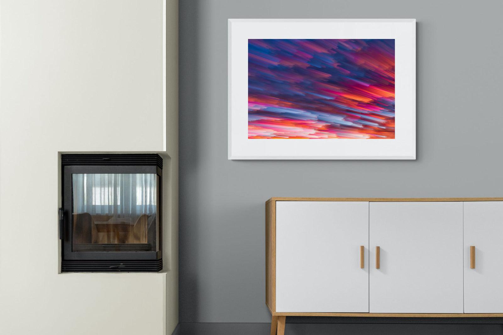 Crimson Sunset-Wall_Art-100 x 75cm-Framed Print-White-Pixalot