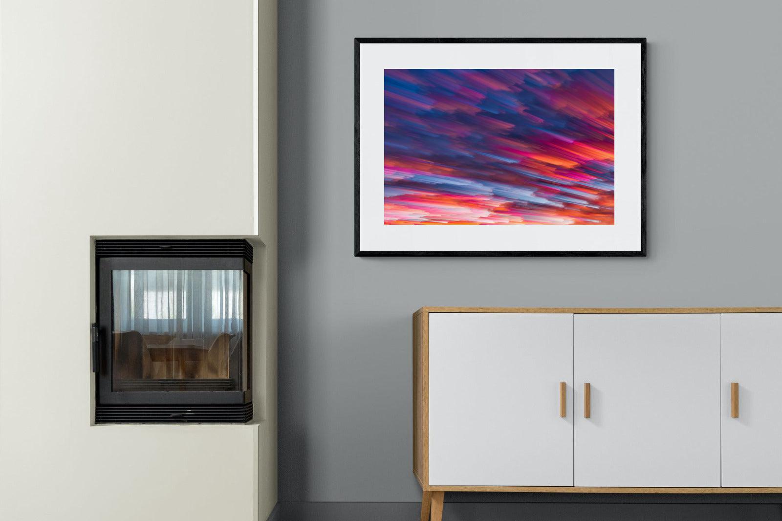 Crimson Sunset-Wall_Art-100 x 75cm-Framed Print-Black-Pixalot