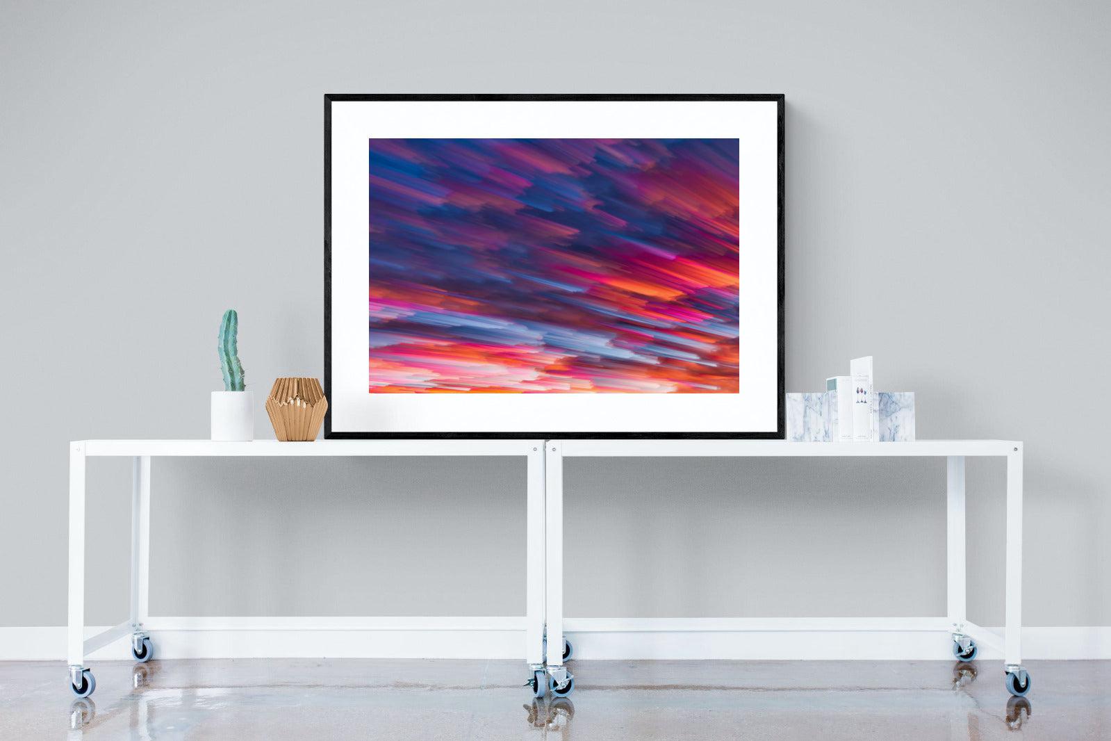 Crimson Sunset-Wall_Art-120 x 90cm-Framed Print-Black-Pixalot