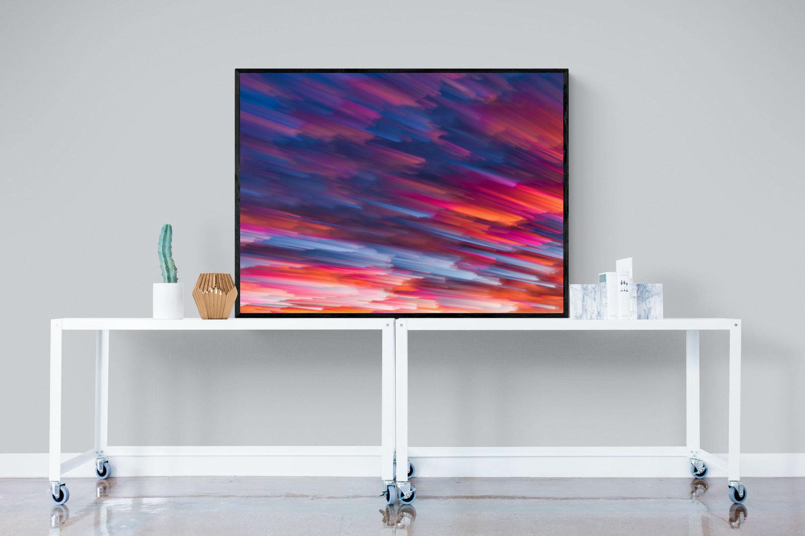 Crimson Sunset-Wall_Art-120 x 90cm-Mounted Canvas-Black-Pixalot