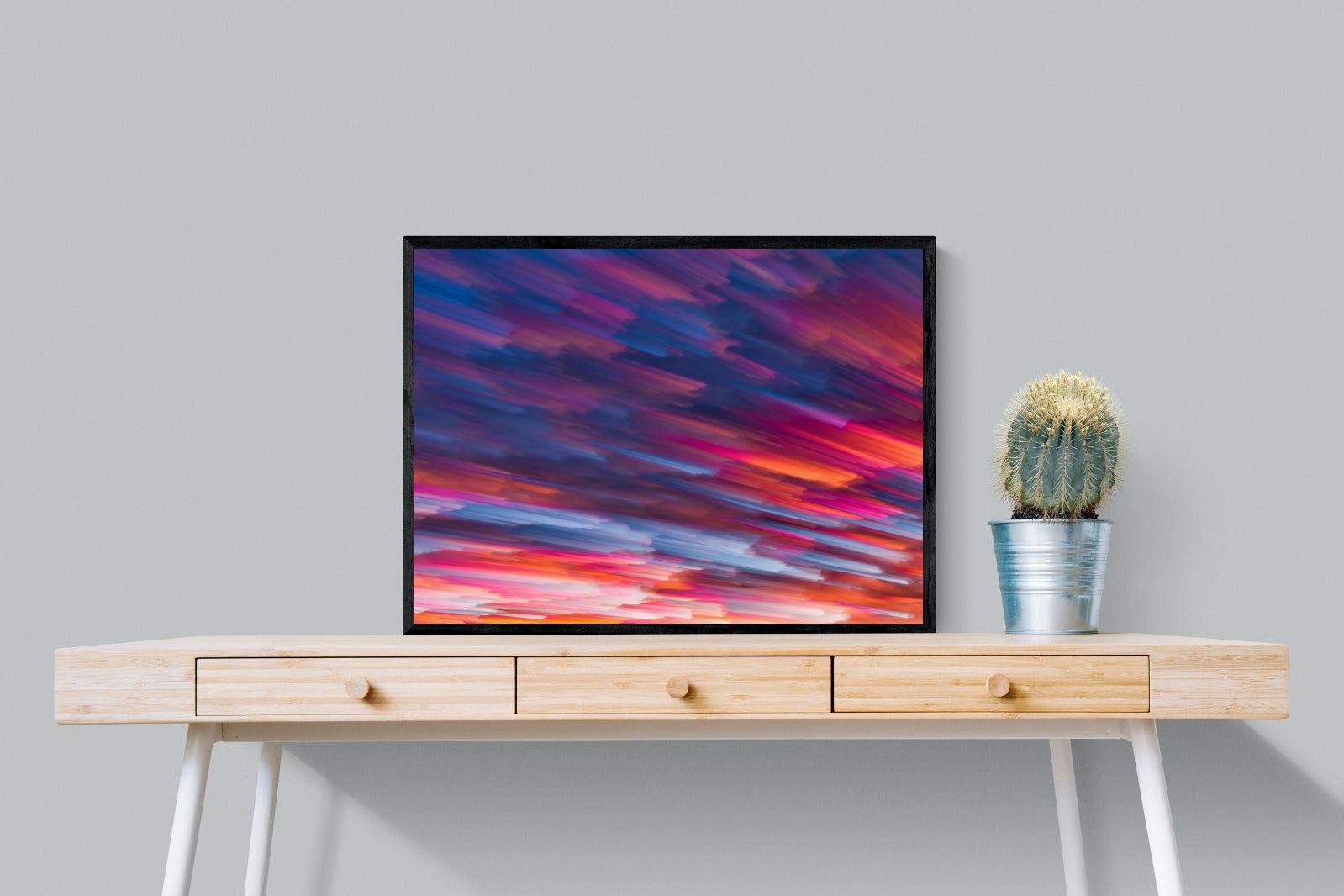 Crimson Sunset-Wall_Art-80 x 60cm-Mounted Canvas-Black-Pixalot