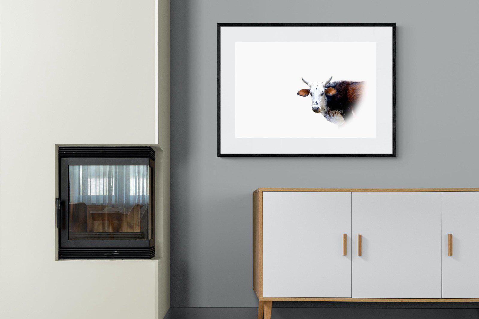 Curious Nguni-Wall_Art-100 x 75cm-Framed Print-Black-Pixalot