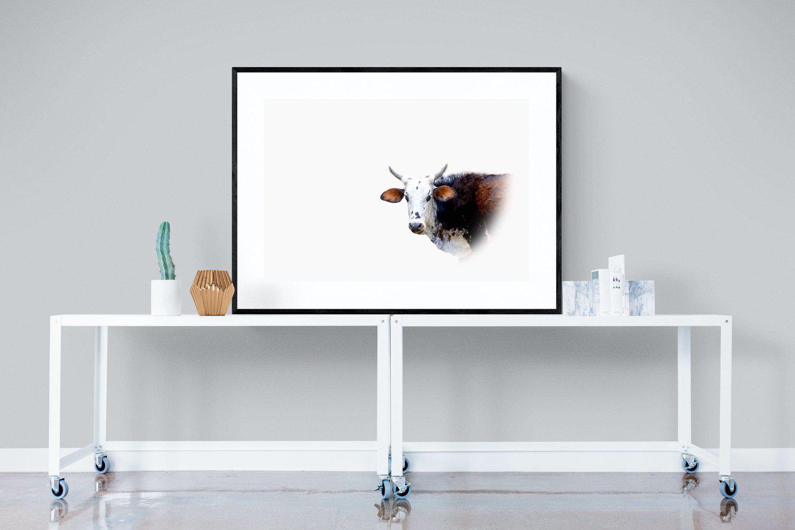 Curious Nguni-Wall_Art-120 x 90cm-Framed Print-Black-Pixalot