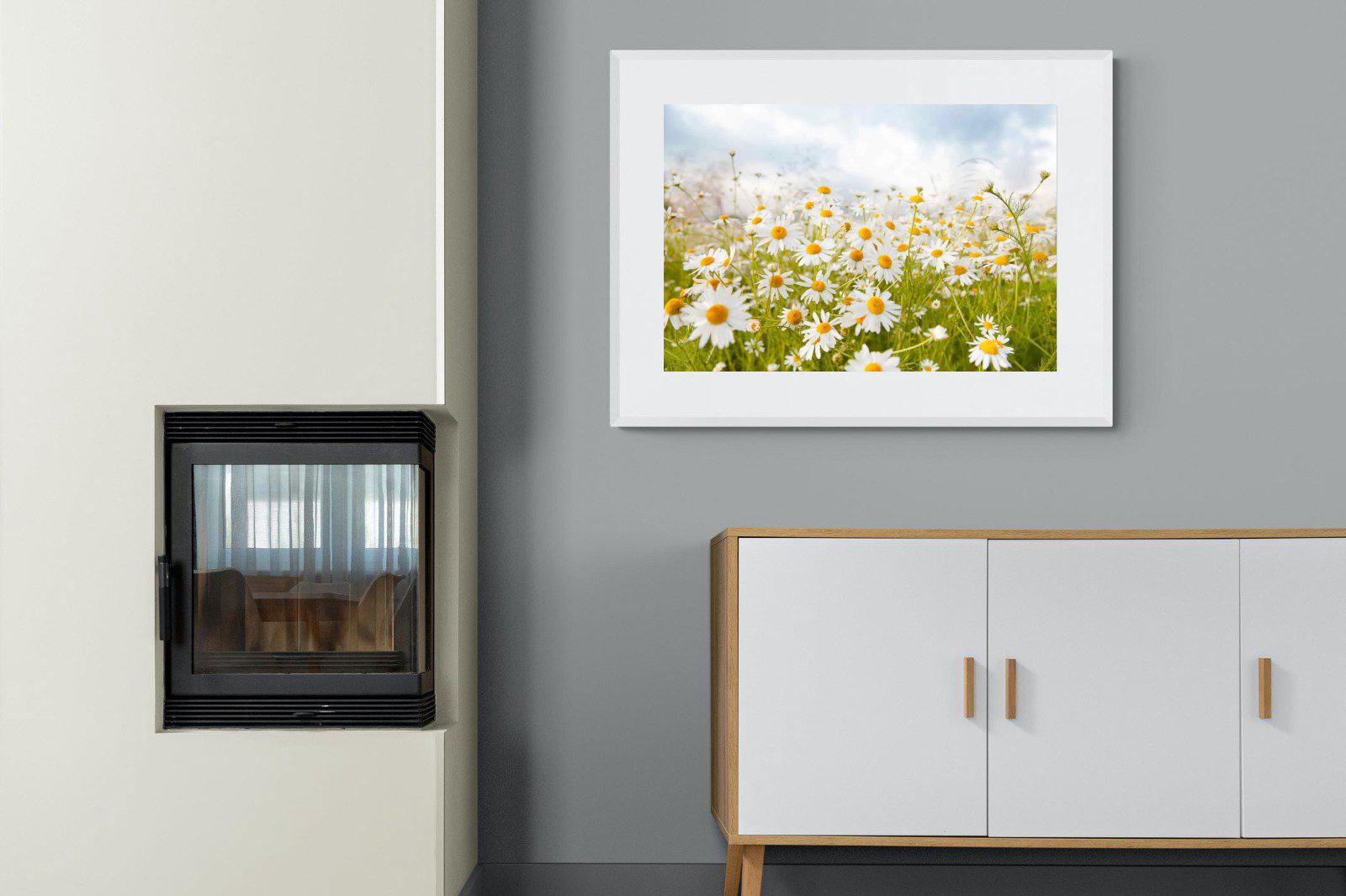 Daisies-Wall_Art-100 x 75cm-Framed Print-White-Pixalot