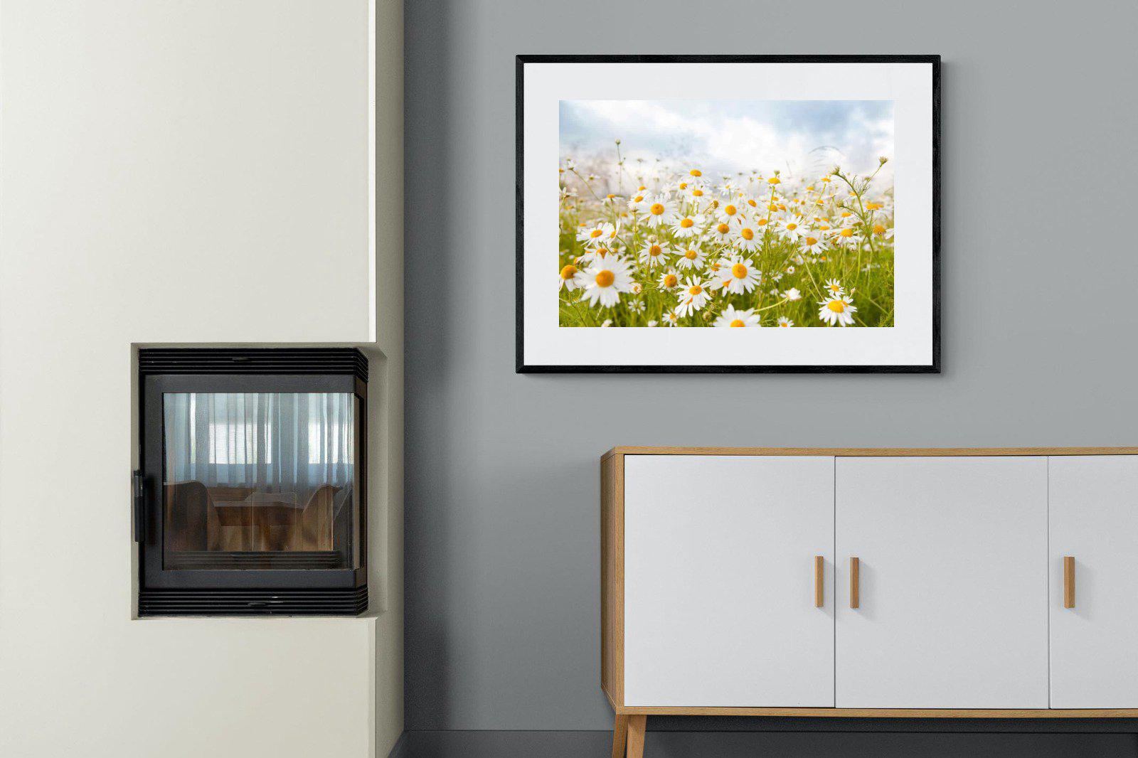 Daisies-Wall_Art-100 x 75cm-Framed Print-Black-Pixalot