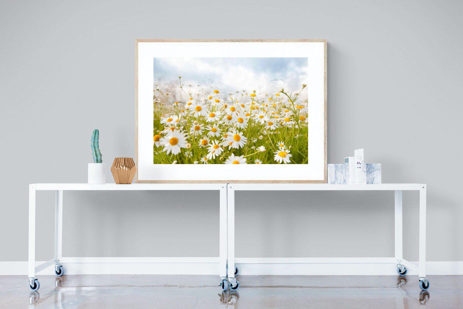 Daisies-Wall_Art-120 x 90cm-Framed Print-Wood-Pixalot