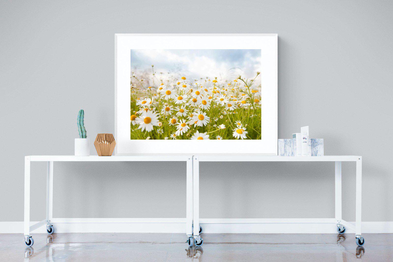 Daisies-Wall_Art-120 x 90cm-Framed Print-White-Pixalot