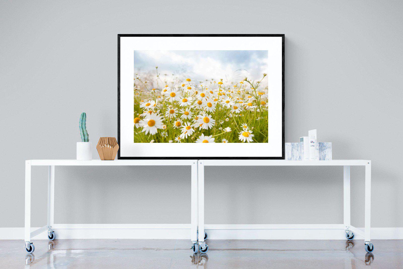 Daisies-Wall_Art-120 x 90cm-Framed Print-Black-Pixalot