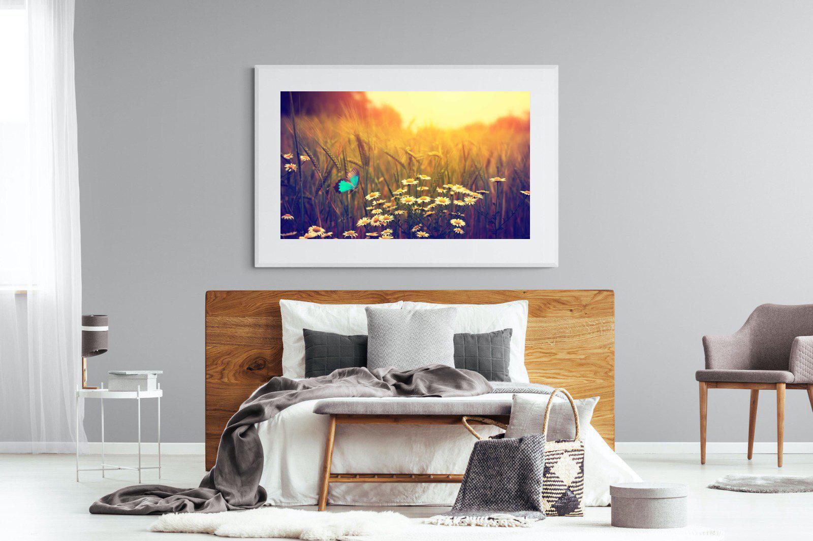 Daisy Flutter-Wall_Art-150 x 100cm-Framed Print-White-Pixalot