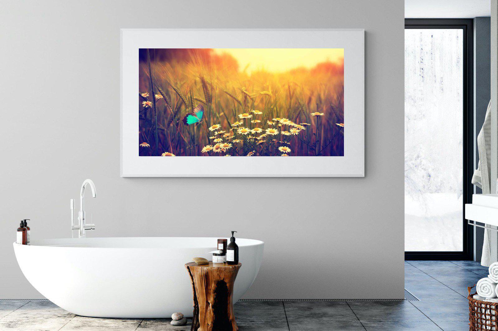 Daisy Flutter-Wall_Art-180 x 110cm-Framed Print-White-Pixalot