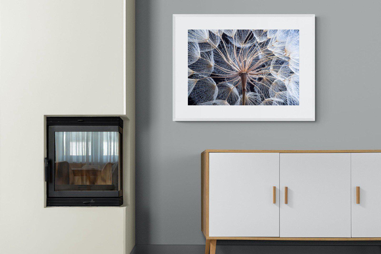 Dandelion Close Up-Wall_Art-100 x 75cm-Framed Print-White-Pixalot