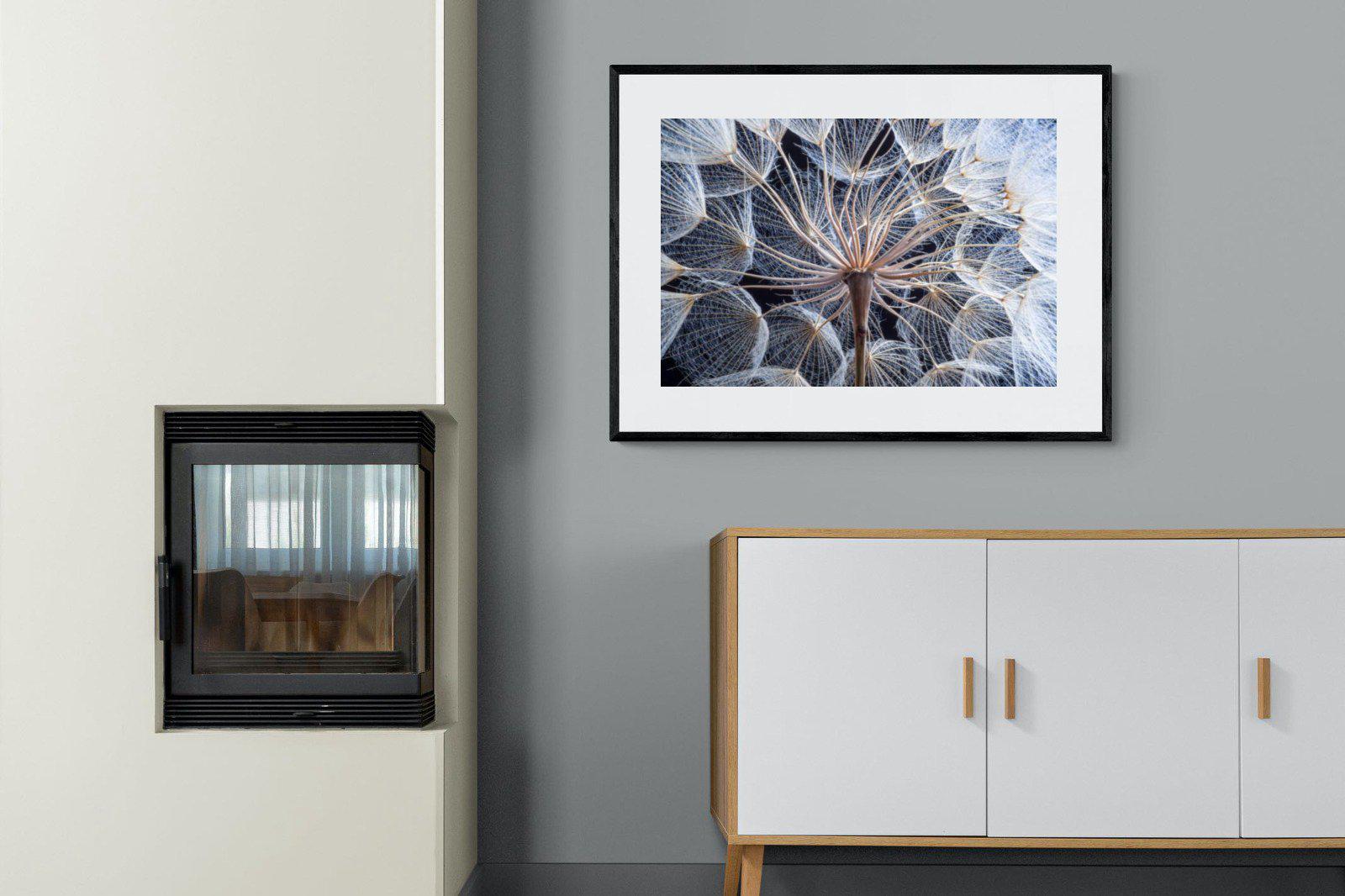 Dandelion Close Up-Wall_Art-100 x 75cm-Framed Print-Black-Pixalot