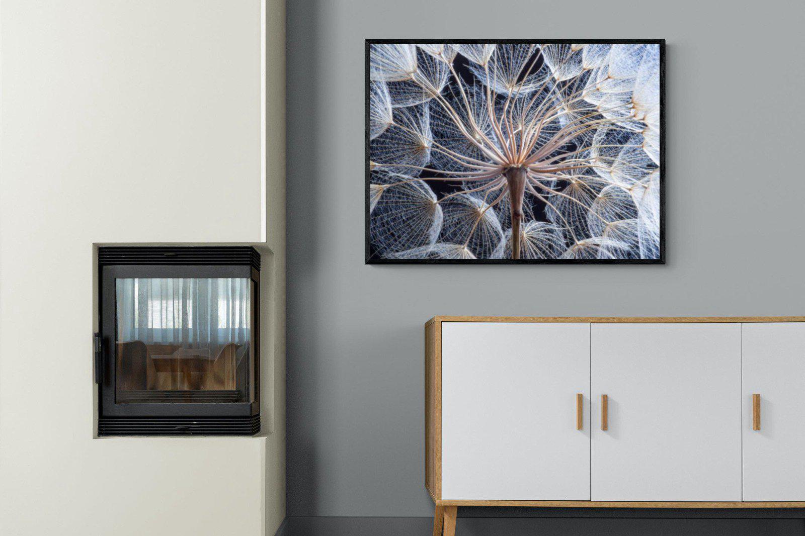 Dandelion Close Up-Wall_Art-100 x 75cm-Mounted Canvas-Black-Pixalot