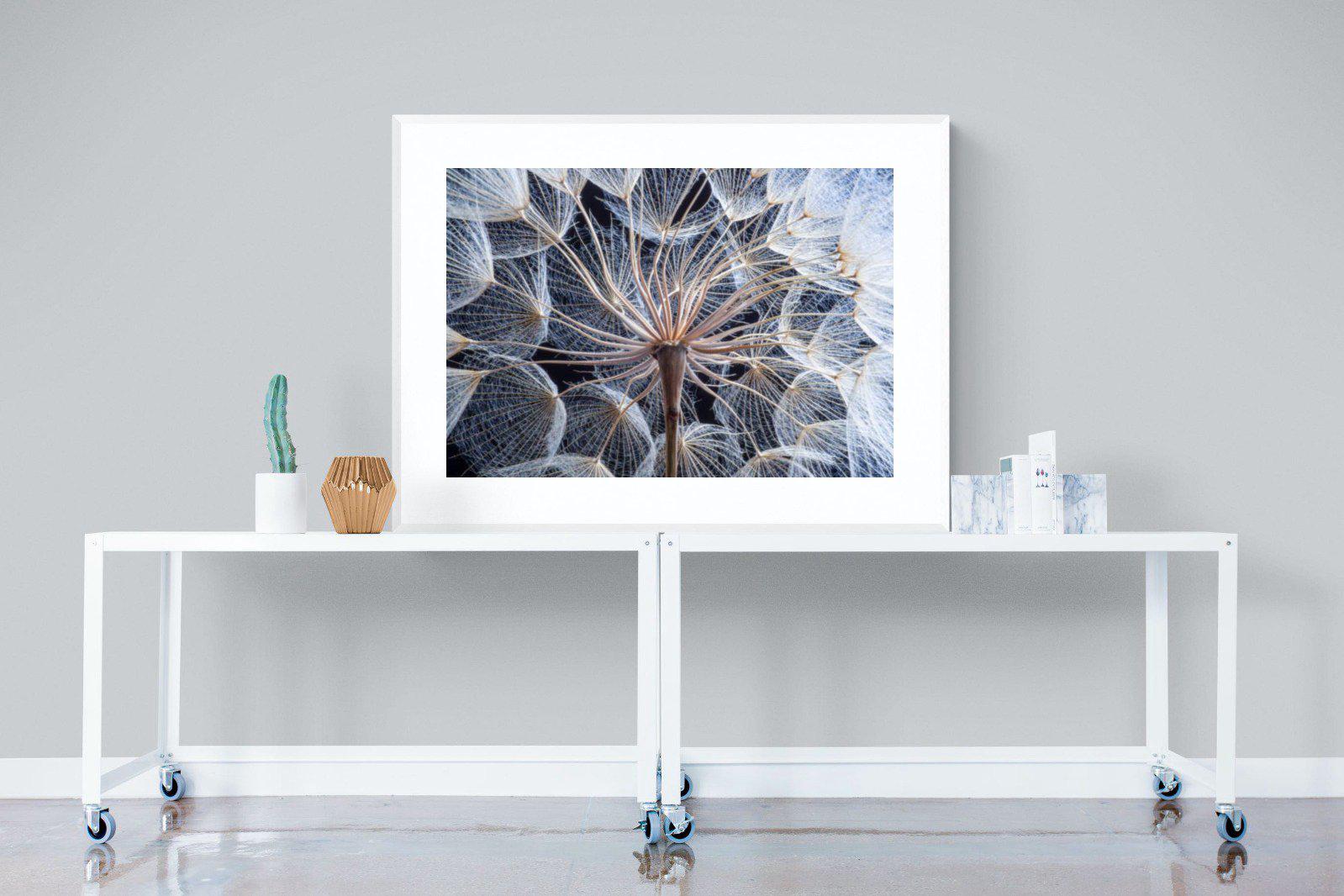 Dandelion Close Up-Wall_Art-120 x 90cm-Framed Print-White-Pixalot