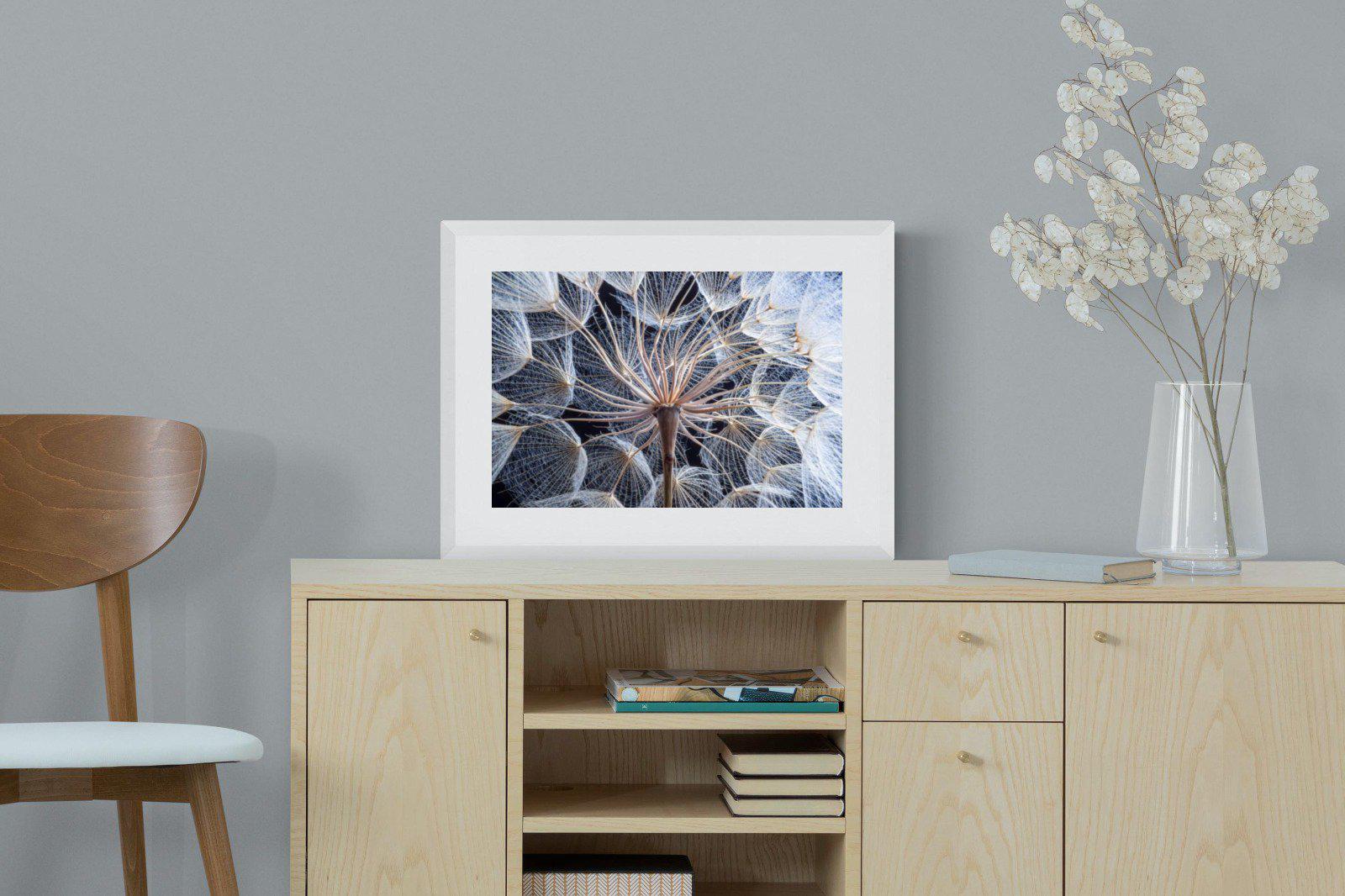 Dandelion Close Up-Wall_Art-60 x 45cm-Framed Print-White-Pixalot